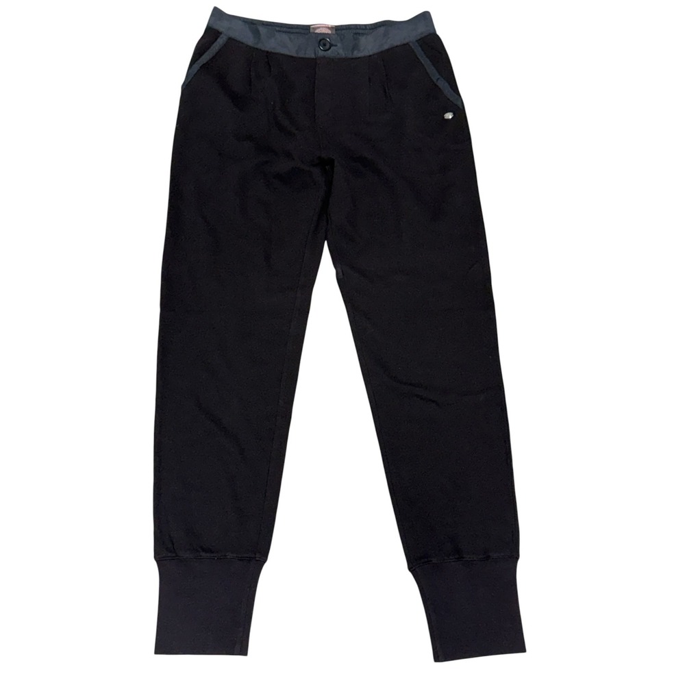 Juicy Couture Black Cotton Jogger Pants Women's M Satin Trim Pull On Cuffed Y2K - Picture 2 of 12